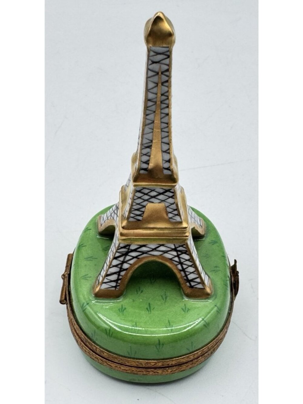 Limoges Eiffel Tower Porcelain Trinket Box Hand Painted Peint Main Signed - Picture 2 of 9